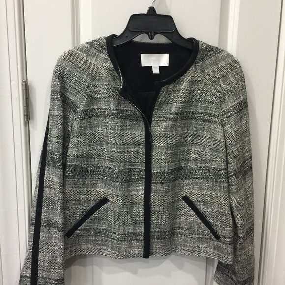 Hugo Boss Jackets & Blazers - BOSS Hugo Cropped Black and White Tweed Jacket